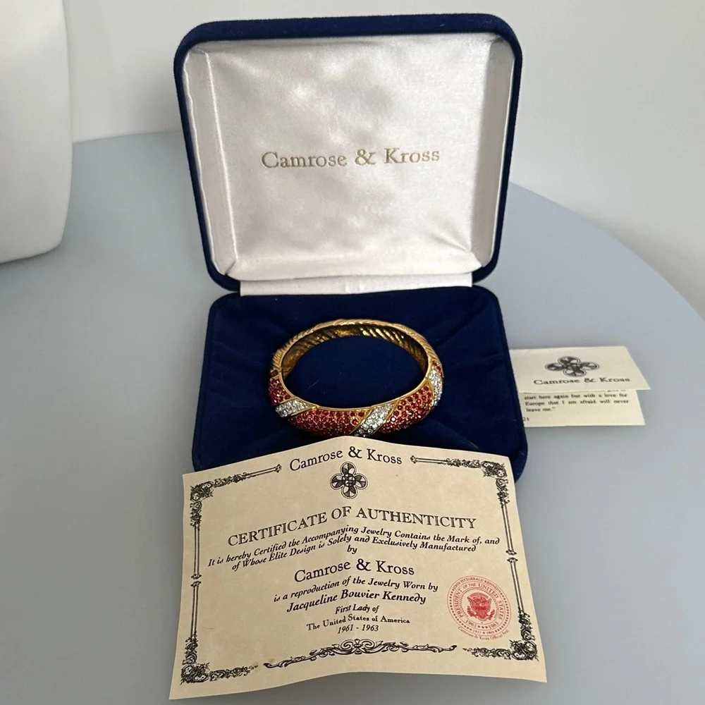 Camrose & Kross Jacqueline BouvierGold-Tone Bracelet with Red and Clear Crystals